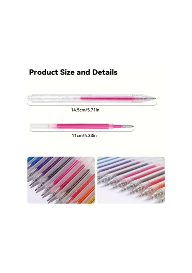 Honeybeeshop 36 Renk Parlayan Yıldız Glitter Jel Kalem Pastel Neon Floresan Vurgulayıcı Okul Sanat 36 Renk