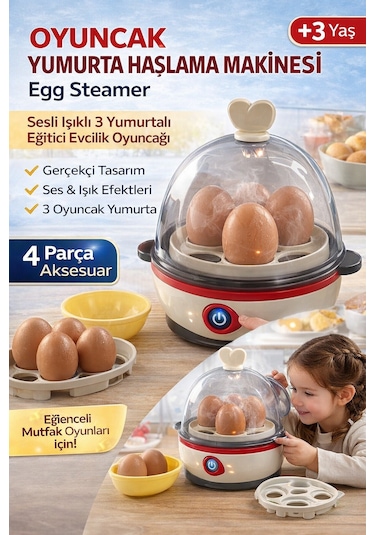 Yumurta Haşlama Makinesi Egg Steamer Sesli Işıklı 3 Yumurtalı Eğitici Evcilik Oyuncağı