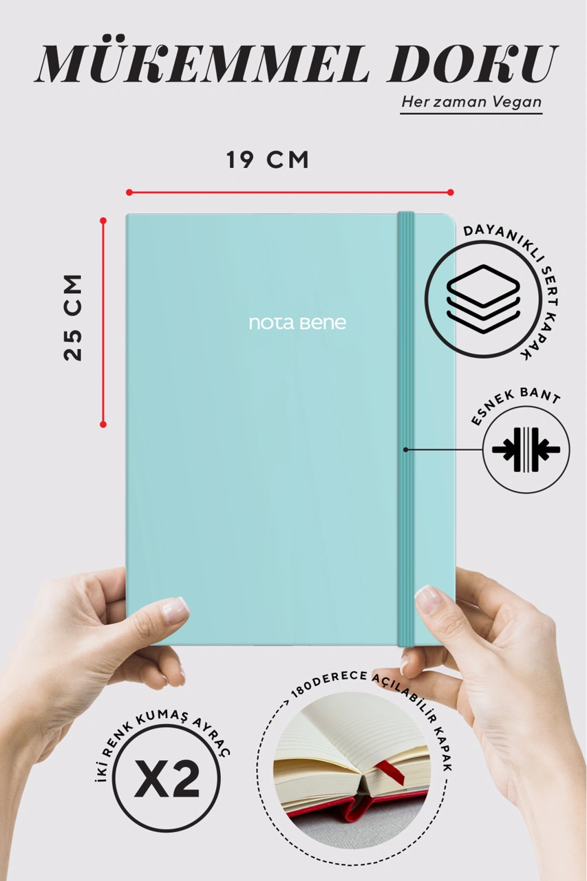 Nota Bene Classic Sert Kapak Defter, 19x25 Cm, Çizgili Mavi