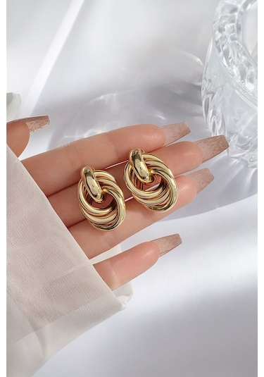 Chavin Gold Bijuteri Retro Tarz Bayan Küpe Ev22sr Gold