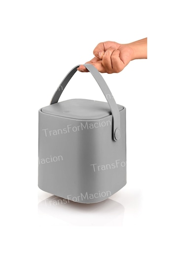 Tuffex 8 Litre Tutma Saplı Iç Kovalı Tezgah Üst Mutfak Çöp Kovası Gri