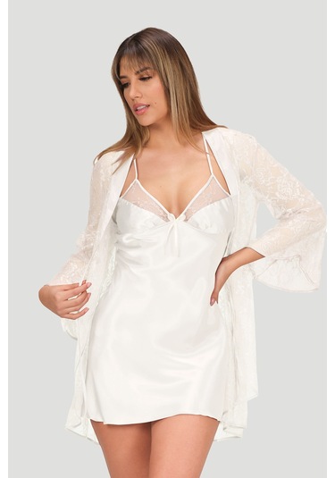 NBB Kadın Ekru Precious Gecelik Sabahlık Takımı