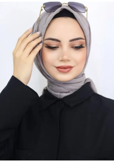 Melodi Scarf Kadın Tesettür Pratik Bambu Kraş Eşarp Açık Gri Açık Gri