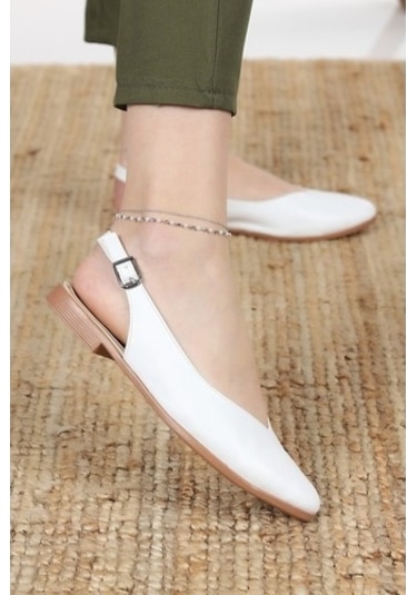 Kadın Misty Beyaz Arkası Acık Sivri Burun Günlük Babet Beyaz