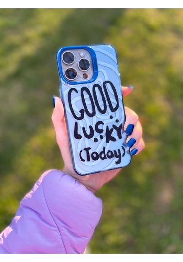 İphone Uyumlu 14 Promax Holocase Yeni Model Baskılı Sert Plastik Sararmaz Darbe Emici Kamera Korumalı Mavi