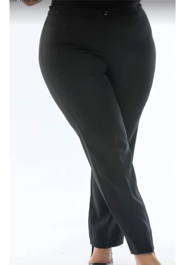 Ece Giyim Yanlardan Lastikli Büyük Beden Pantolon Plt98 Siyah