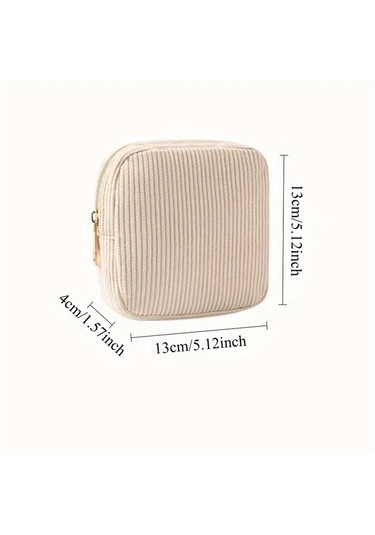 Honeybeeshop Hafif Bej Makaj Çantası Seyahat Organizatörü Çok Bölmeli Fermuarlı Bej