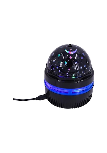 SGE Teknoloji Ay ve Yıldızlı Gökyüzü Yansıtmalı Dönen Projeksiyon Gece Lambası Siyah