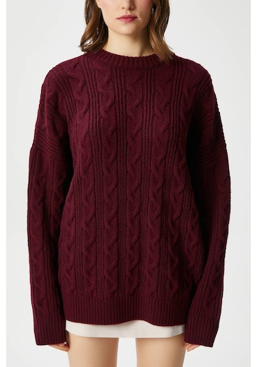 Ritnice Kadın Stella Yumuşak Oversize Bordo Triko Kazak Bordo