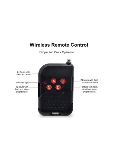 Tongxida Gece Güvenliği İçin Güneş Enerjili Hareketli Alarm Işığı N911c - 110db Sesli, 4 Modlu, 200m Kumandalı, Ip65 Su Geçirm