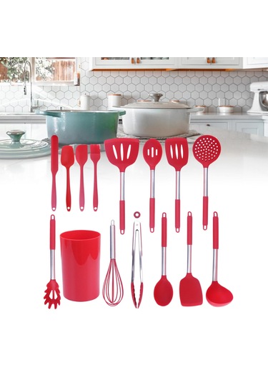 Suntek 15x Mutfak Aletleri Seti Izgara Malzemeleri Kırmızı Kırmızı Çok Renkli