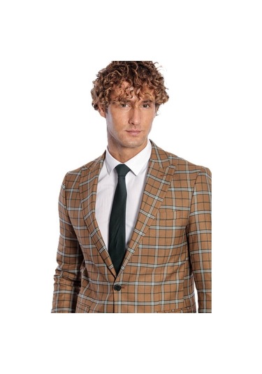 Ekose Kahverengi Erkek Ceket 001