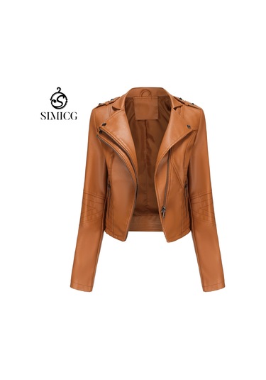 Kadınlar İçin Dar Kesim Uzun Kollu, Avrupa Ve Amerikan Tarzı, Fermuarlı Kısa Ceket. Deve Tüyü