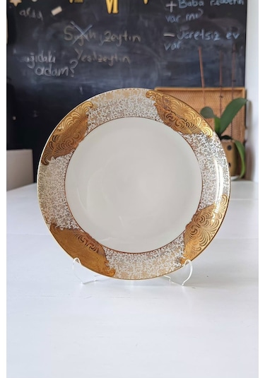 Nurantik Weiden Bavaria Alman Pasta Tabağı Altın