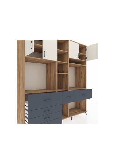 Kronos Dolap 11 Raflı 6 Çekmeceli 4 Kapaklı 220x59x243 Çam-aytaşı/antrasit Aytası/antrasıt Kronos Dolap 11 Raflı 6 Çekmeceli 4 Kapaklı 220x59x243 Çam-aytaşı/antrasit Aytası/antrasıt