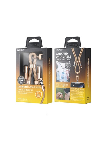Wk Wdc-70 65w Tip-c Tip-c Telefon Lanyard Veri Kablosu, Uzunluğu: 1.6m Bej