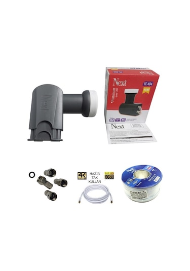 Uydupark Next YE-404 4'Lü Lnb + 30 M Next Kablo + Contalı Konnektör 4 Adet