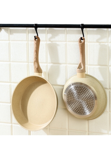 Mufunye 1 Kişilik 20 Cm Mısır Taşı Kaplama Yapışmaz Tava - Gazlı Ocaklar İçin İdeal Ev Tipi Tava Çok Renkli