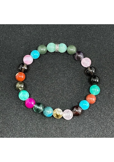 Başak Burcu Bilekliği 8mm Doğaltaş Bileklik - 16 Cm Çok Renkli