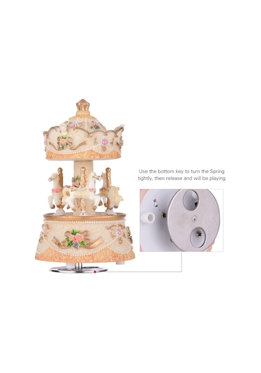 Sarı Ammoon Müzik Kutusu Atlıkarınca At Tek Boynuzlu At Renk Değişimi Led Işık Işıklı Dönen En Iyi Hediye