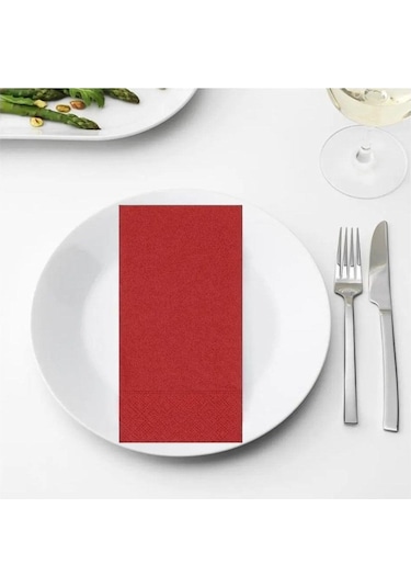 Omnipazar 33 x 33 CM 1/8 Garson Katlama Servis Peçetesi 100 Adet Kırmızı