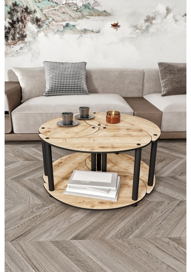 Yin Yang Unity Serenity Orta Sehpa 3 Lü Safir -meşe 70 Cm Meşe