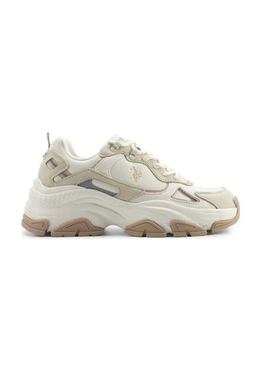 U.s Polo Assn. 5p Kalısta 5fx Bej Kadın Spor Ayakkabı Beyaz