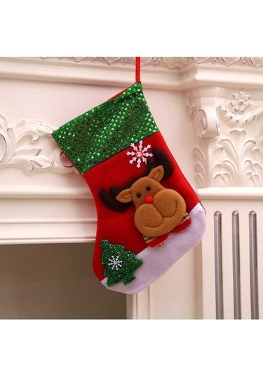 Novahub Yeni Tarzı Süsler Payetli Noel Küçük Kolye Kırmızı Hediyesi Geyik Dekorasyon Çorap Çorap Çanta Gz