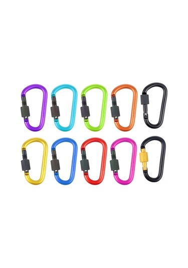 Pazly 10 Adet Çok Amaçlı Kilitli Karabina - Hiking, Kamp, Günlük Kullanım İçin Pratik