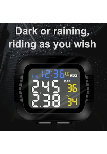 Hallow-motosiklet Lastik Basıncı Monitörü Dağ Bisikleti Kablosuz K17403