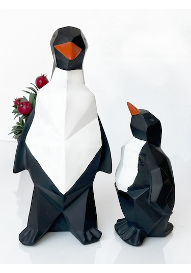 Dekoratif Biblo Penguen Ve Yavrusu , Hediyelik Penguen Ve Ailesi