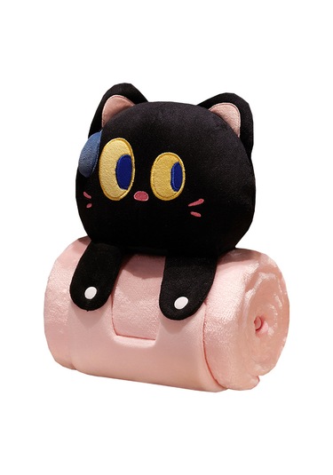 Karikatür Kedi Ofis Öğle Yemeği Molası Battaniyesi