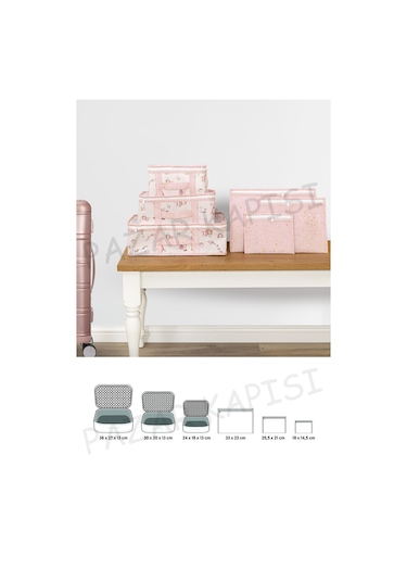 Baby Lüks 6'lı Bavul Organizer Seyahat Çantası Pembe