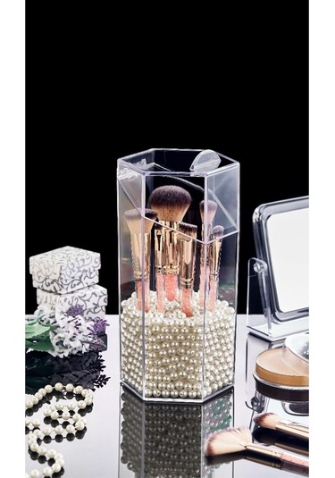 Morponi Kapaklı Makyaj Fırçası Düzenleyici Organizer Şeffaf