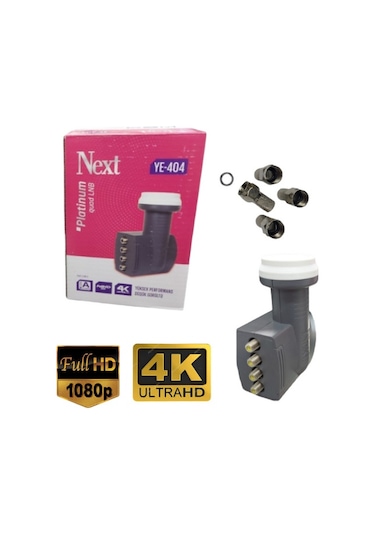 Next YE-404 QUAD Platinum Dörtlü LNB + Contalı Konnektör 4 Adet