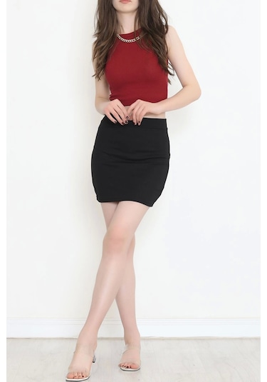 Krep Mini Etek Siyah