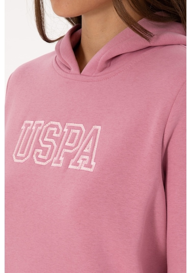 U.S. Polo Assn. Kadın Koyu Pembe Şardonlu Kapüşonlu Basic Sweatshirt 50313566-VR167 U.S. Polo Assn. Kadın Koyu Pembe Şardonlu Kapüşonlu Basic Sweatshirt 50313566-VR167