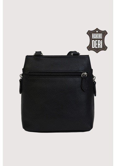 Hakiki Deri Kadın Deri Omuz Çantası Siyah Smr562 Siyah