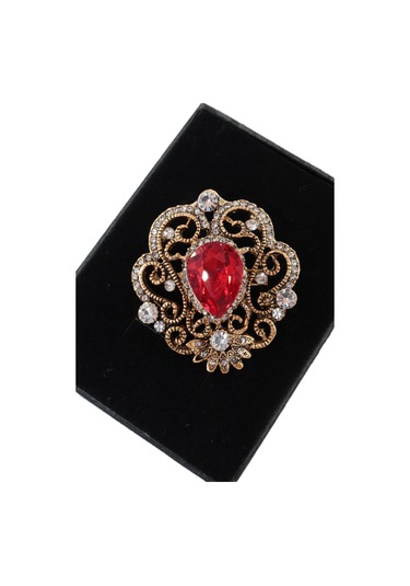 Yakut Taşlı Broş. Kadın Yaka İğnesi Broş. Taşlı Broş. Kadın Broş. Gold Broş. Yakut Broş. Kırmızı - Altın