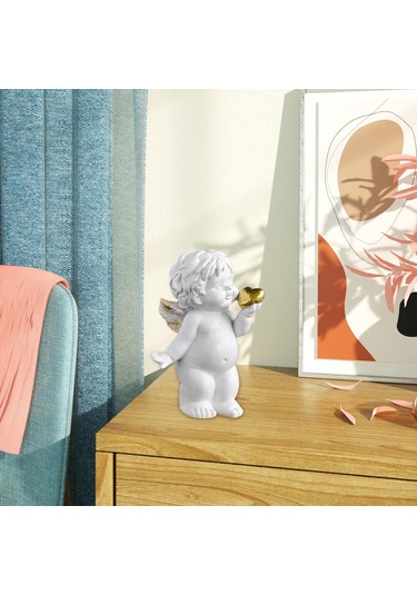 Suntek Melek Heykeli Beyaz Masaüstü Süs Aşk Tanrısı