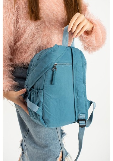 Kadın Sırt Çantası Ultra Hafif Poliamid Kumaş Su Geçirmez Çok Cepli Günlük Sırt Çantası 35 25 Cm Mavi
