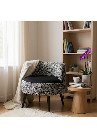Sydney Berjer - Dijital Baskı Kumaş Modern Tekli Koltuk - Leopar Leopar