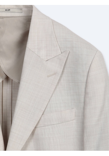 Kip Bej Desenli Modern Fit Yün Karışımlı Takım Elbise