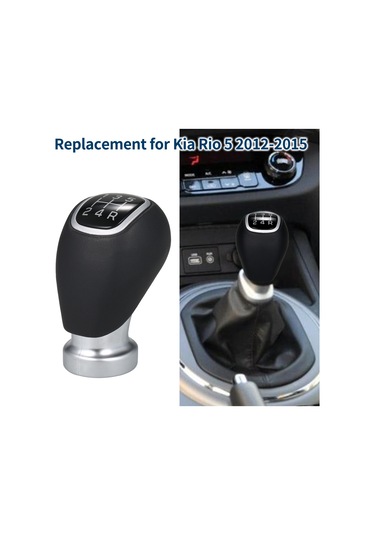Ranyeek Kia Rio 5 2012-2015 İçin 5 Vites Deri Plastik Vites Topu - Siyah Siyah