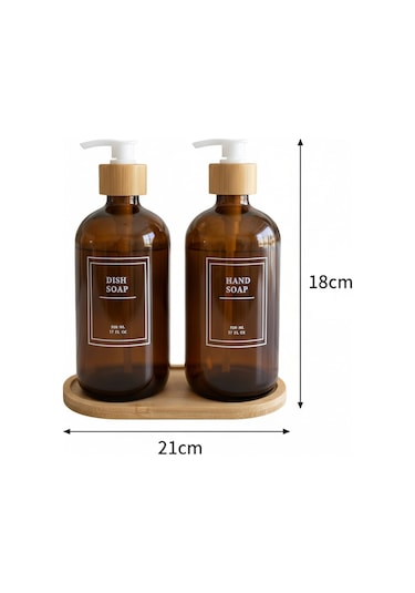 Kapris Mtr-2503788 2li Bambu Tabaklı Cam Sabunluk Kahve