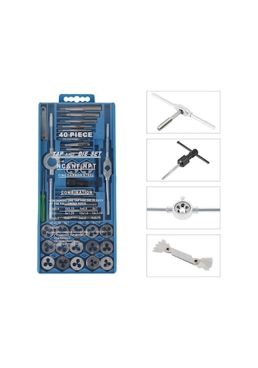 Valkyrie 40 Parça Klavuz Pafta Seti Metrik Set M3-m12 Arası 40lı Takım