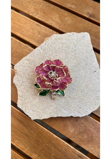 Taşlı Çiçek Broş Çok Renkli