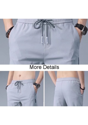 Sones Erkek Yaz İnce Lastikli Bel Pantolon Işık Gary Siyah