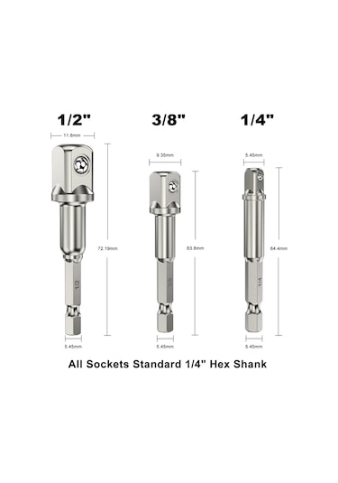 Gajeena 1/2" Çelik Bilyeli Soket Adaptör Seti - 10 Parça Yüksek Kalite Ve Geniş Kullanım Alanı İle Mekanik Ve Ev Tamirleri İçin İdeal