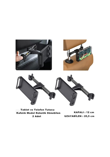 Tablet ve Telefon Tutucu Araç İçi Koltuk Kafalık Model 2 Adet